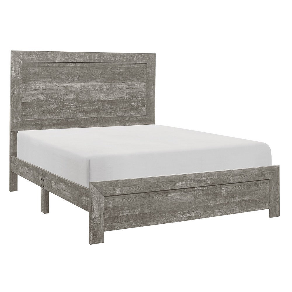 Queen Size Bedroom Set, Gray Finish, Panel Headboard, 3-Piece Set with Bed and Nightstand