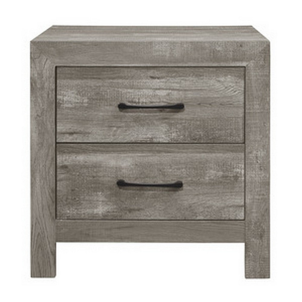 Queen Size Bedroom Set, Gray Finish, Panel Headboard, 3-Piece Set with Bed and Nightstand