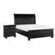 Queen Size Bedroom Set, Black Finish, Storage Bed with Drawers, 2-Piece Set with Bed and Nightstand