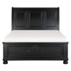 Queen Size Bedroom Set, Black Finish, Storage Bed with Drawers, 2-Piece Set with Bed and Nightstand