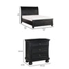 Queen Size Bedroom Set, Black Finish, Storage Bed with Drawers, 2-Piece Set with Bed and Nightstand