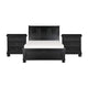 Queen Size Bedroom Set, Black Finish, Storage Bed with Drawers, 3-Piece Set with Bed and Two Nightstands