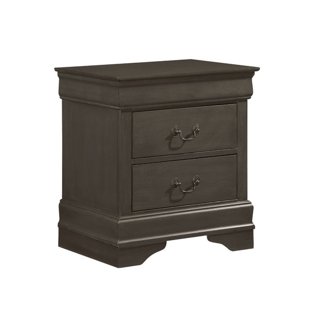 Queen Size Bedroom Set, Gray Finish, 2-Piece Set with Bed and Matching Nightstand
