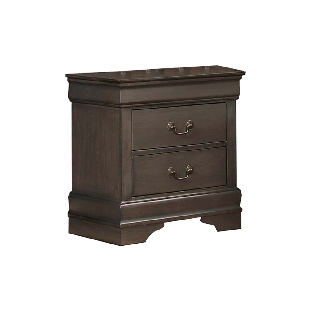Queen Size Bedroom Set, Gray Finish, 3-Piece Set with Bed and Two Nightstands