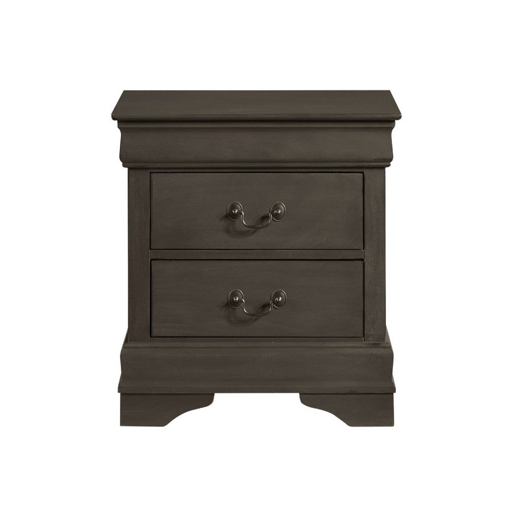 Queen Size Bedroom Set, Gray Finish, 3-Piece Set with Bed and Two Nightstands