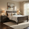 King Size Bedroom Set, Gray Finish, 3-Piece Set with Bed and Two Nightstands