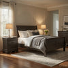 King Size Bedroom Set, Gray Finish, 3-Piece Set with Bed and Two Nightstands