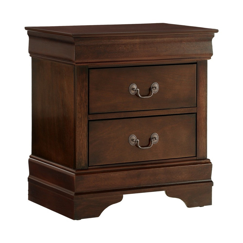 Queen Size Bedroom Set, Brown Finish, 2-Piece Set with Bed and Nightstand