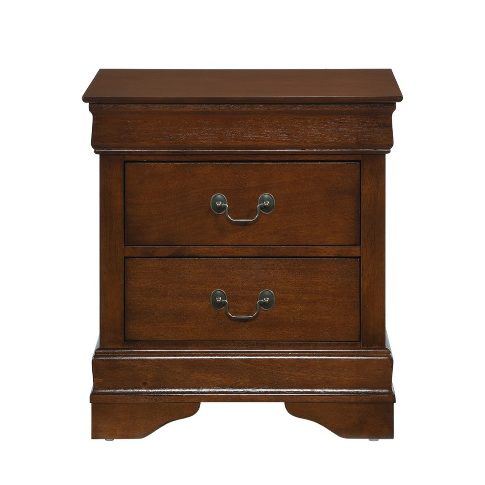 Queen Size Bedroom Set, Brown Finish, 2-Piece Set with Bed and Nightstand