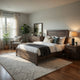 King Size Bedroom Set, Brown Finish, Panel Design, 2-Piece Set with Bed and Nightstand