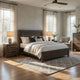 King Size Bedroom Set, Brown Finish, Panel Design, 3-Piece Set with Bed and Two Nightstands