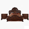 Queen Size Bedroom Set, Brown Finish, 3-Piece Set with Bed and Two Nightstands