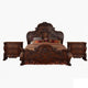 Queen Size Bedroom Set, Brown Finish, 3-Piece Set with Bed and Two Nightstands