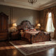 Queen Size Bedroom Set, Brown Finish, 3-Piece Set with Bed and Two Nightstands