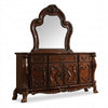 Queen Size Bedroom Set, Wood Design, Brown Finish, 5-Piece Set with Bed, 2 Nightstands, Dresser and Mirror
