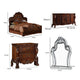 Queen Size Bedroom Set, Wood Design, Brown Finish, 5-Piece Set with Bed, 2 Nightstands, Dresser and Mirror