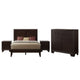 Queen Size Bedroom Set, Traditional Carved Wood Design, Brown Finish, 4-Piece Set with Bed, Nightstands and Dresser