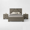 Queen Size Bedroom Set, Gray Finish, Panel Headboard, 3-Piece Set with Bed and Two Nightstands