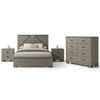 Queen Size Bedroom Set, Gray Finish, Panel Headboard, 4-Piece Set with Bed, 2 Nightstands and Dresser