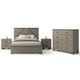 Queen Size Bedroom Set, Gray Finish, Panel Headboard, 4-Piece Set with Bed, 2 Nightstands and Dresser