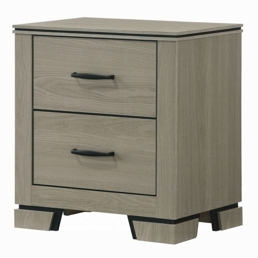 Queen Size Bedroom Set, Gray Finish, Panel Headboard, 4-Piece Set with Bed, 2 Nightstands and Dresser
