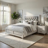 Queen Size Bedroom Set, White Finish, Storage Bed with Drawers, 2-Piece Set with Bed and Nightstand