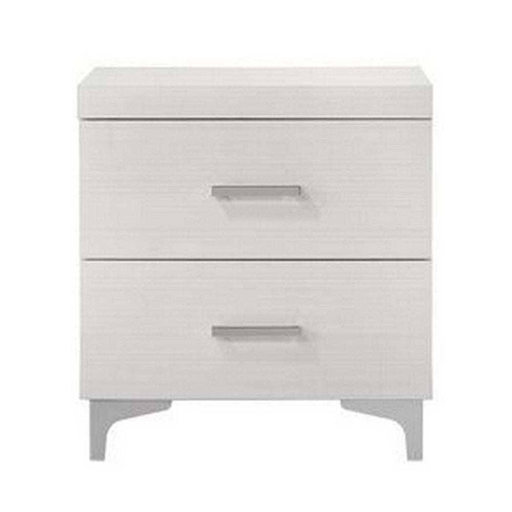 Queen Size Bedroom Set, White Finish, Storage Bed with Drawers, 3-Piece Set with Bed and Two Nightstands