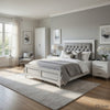 Queen Size Bedroom Set, White Finish, Storage Bed with Drawers, 3-Piece Set with Bed and Two Nightstands