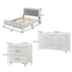 Queen Size Bedroom Set, White Finish, Storage Bed with Drawers, 4-Piece Set with Bed, 2 Nightstands and Dresser