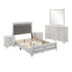 Queen Size Bedroom Set, Wood Design, White Finish, 5-Piece Set with Bed, 2 Nightstands, Dresser and Mirror