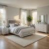 Queen Size Bedroom Set, Wood Design, White Finish, 5-Piece Set with Bed, 2 Nightstands, Dresser and Mirror