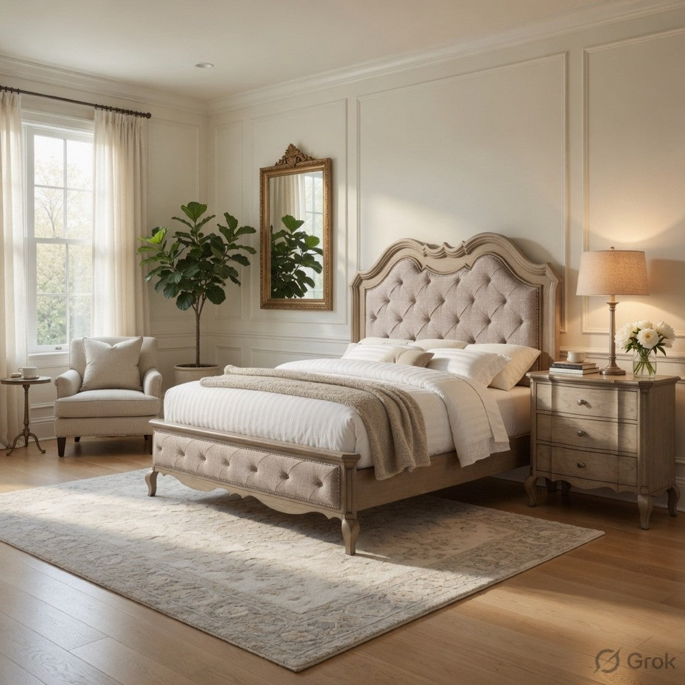 Queen Size Bedroom Set, Brown Finish, Storage Bed with Drawers, 2-Piece Set with Bed and Nightstand