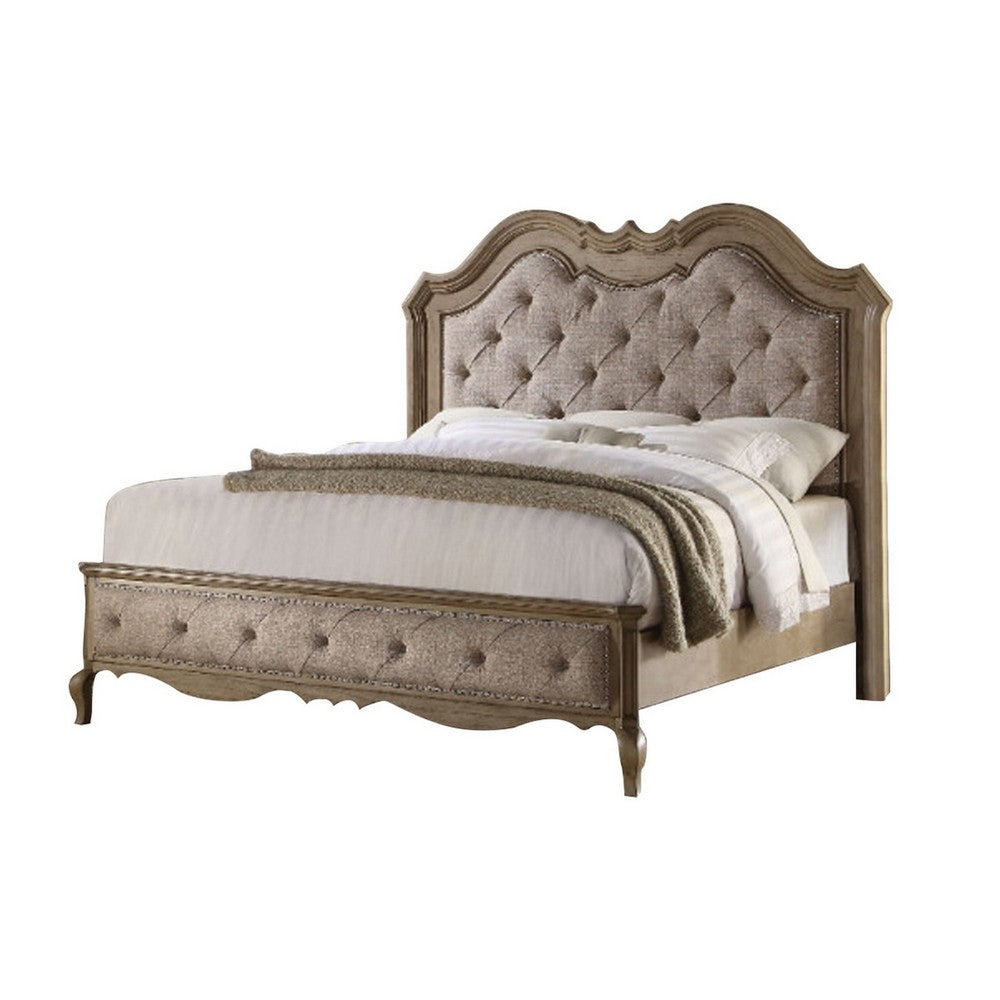 Queen Size Bedroom Set, Brown Finish, Storage Bed with Drawers, 3-Piece Set with Bed and Two Nightstands