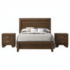 Queen Size Bedroom Set, Brown Finish, 3-Piece Set with Bed and Two Nightstands