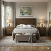 Queen Size Bedroom Set, Brown Finish, 3-Piece Set with Bed and Two Nightstands
