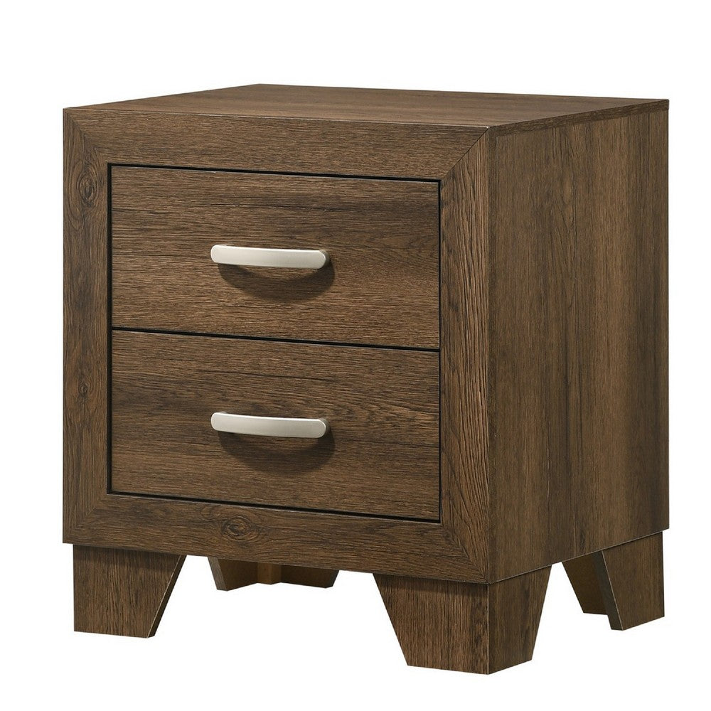 Queen Size Bedroom Set, Brown Finish, 4-Piece Set with Bed, 2 Nightstands and Dresser