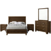 Queen Size Bedroom Set, Brown Finish, 5-Piece Set with Bed, 2 Nightstands, Dresser and Mirror