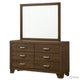 Queen Size Bedroom Set, Brown Finish, 5-Piece Set with Bed, 2 Nightstands, Dresser and Mirror