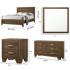 Queen Size Bedroom Set, Brown Finish, 5-Piece Set with Bed, 2 Nightstands, Dresser and Mirror