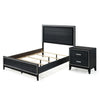 Queen Size Bedroom Set, Black Finish, 2-Piece Set with Bed and Nightstand