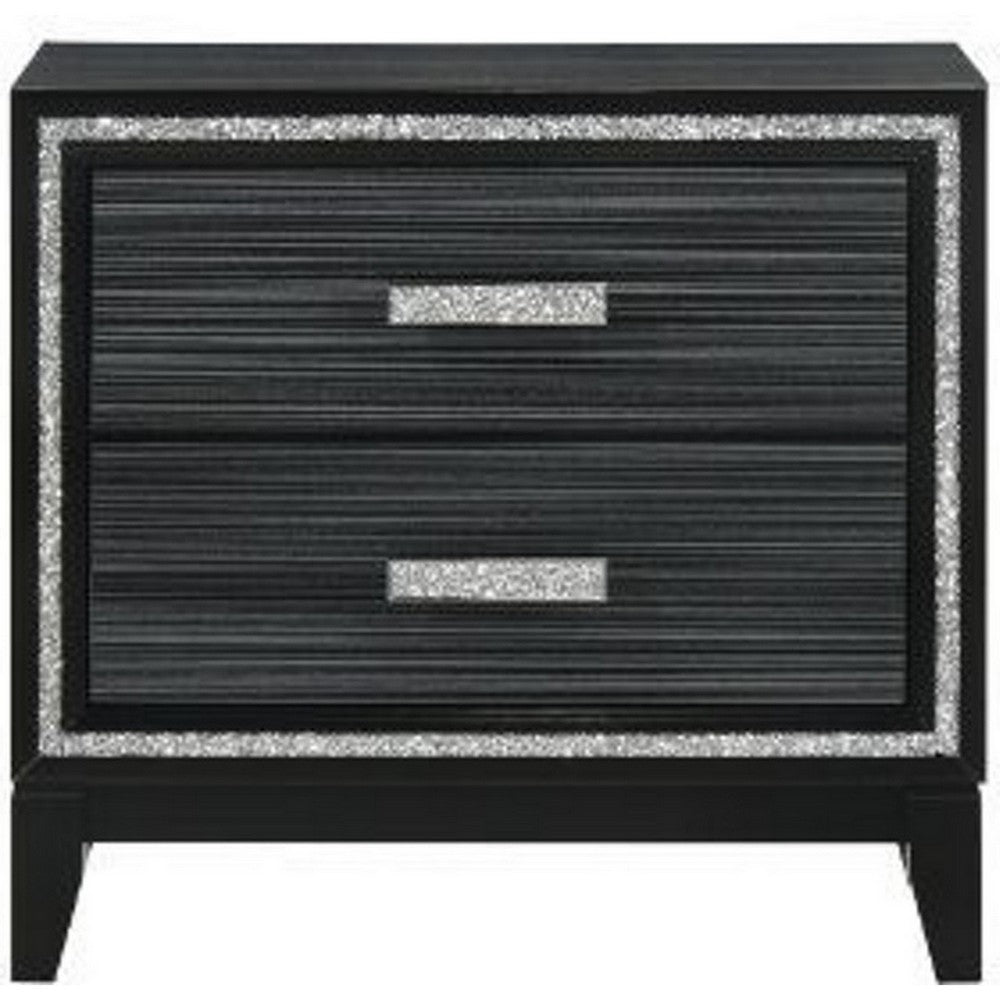 Queen Size Bedroom Set, Black Finish, 2-Piece Set with Bed and Nightstand