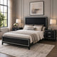 Queen Size Bedroom Set, Black Finish, 3-Piece Set with Bed and Two Nightstands