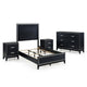 Queen Size Bedroom Set, Black Finish, 4-Piece Set with Bed, 2 Nightstands and Dresser