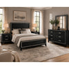 Queen Size Bedroom Set, Black Finish, 4-Piece Set with Bed, 2 Nightstands and Dresser