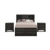 Queen Size Bedroom Set, Gray Finish, Storage Bed with Drawers, 3-Piece Set with Bed and Two Nightstands