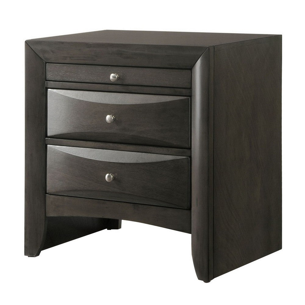 Queen Size Bedroom Set, Gray Finish, Storage Bed with Drawers, 3-Piece Set with Bed and Two Nightstands