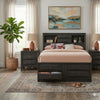 Queen Size Bedroom Set, Gray Finish, Storage Bed with Drawers, 3-Piece Set with Bed and Two Nightstands