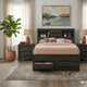 Queen Size Bedroom Set, Gray Finish, Storage Bed with Drawers, 3-Piece Set with Bed and Two Nightstands