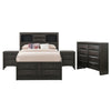 Queen Size Bedroom Set, Gray Finish, Storage Bed with Drawers, 4-Piece Set with Bed, 2 Nightstands and Dresser