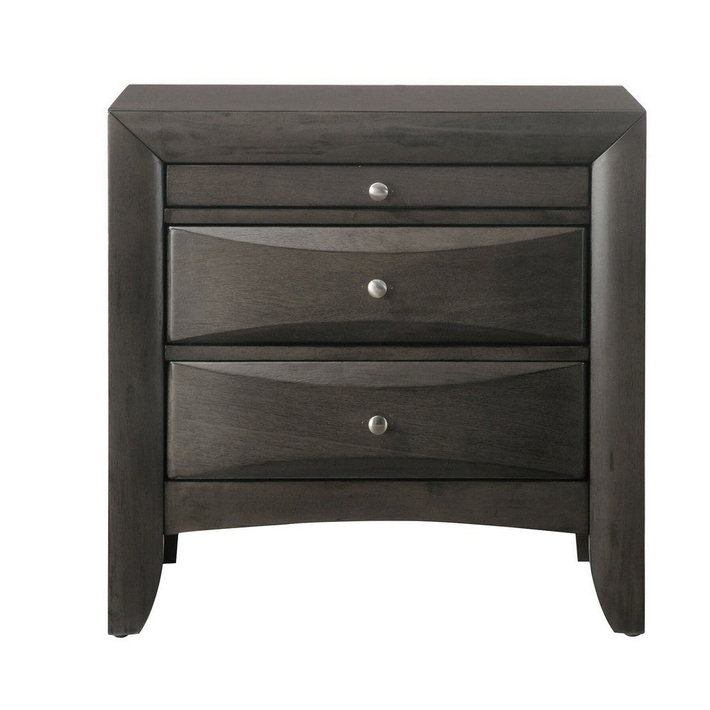 Queen Size Bedroom Set, Gray Finish, Storage Bed with Drawers, 4-Piece Set with Bed, 2 Nightstands and Dresser